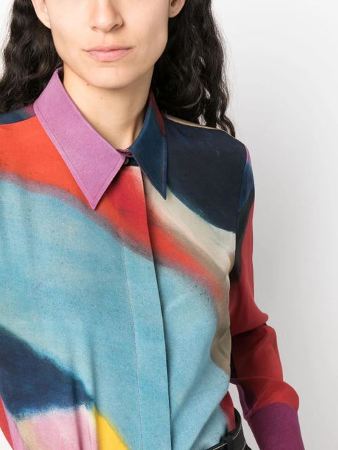 Chloé abstract-print silk shirt - Blue