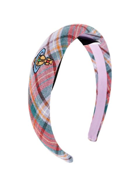 Vivienne Westwood embroidered plaid headband - Purple - zdjęcie produktu nr 1