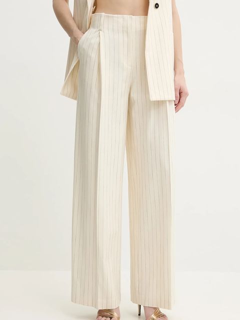 Simona Corsellini spodnie damskie kolor beżowy szerokie high waist P25CPPA019 - zdjęcie produktu nr 1