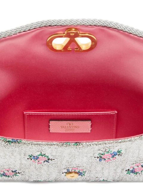 Valentino Garavani De Vaín floral-pattern small shoulder bag - Silver