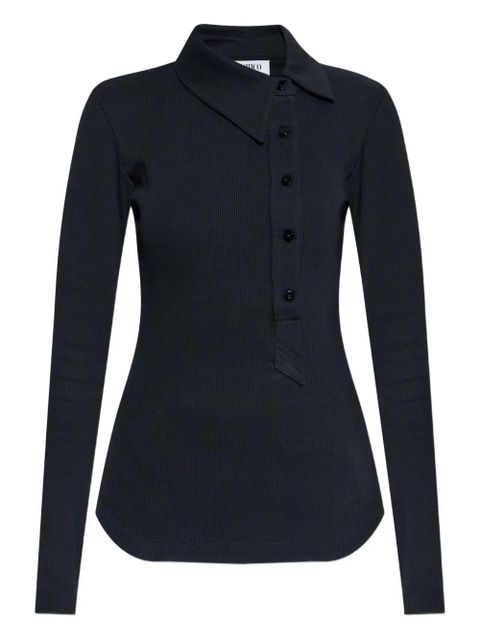 The Attico buttoned collared polo top - Black - zdjęcie produktu nr 1