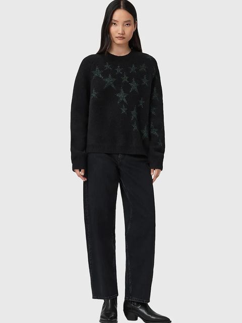 AllSaints sweter z dodatkiem wełny damski kolor czarny W089KD