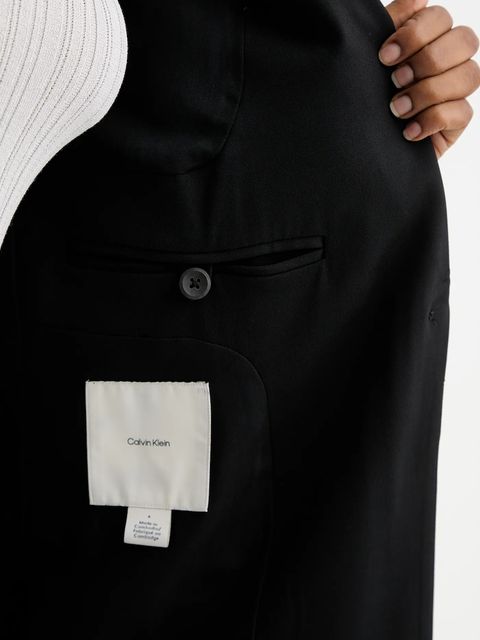 Calvin Klein marynarka kolor czarny jednorzędowa gładka LV040WL422