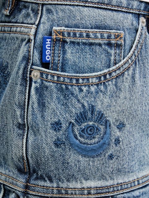 Hugo Blue spódnica jeansowa kolor niebieski mini rozkloszowana 50546318