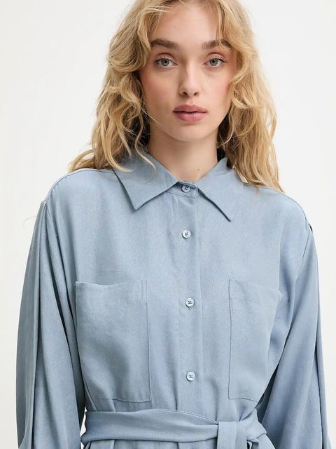 Answear.LAB sukienka kolor niebieski midi prosta - zdjęcie produktu nr 2