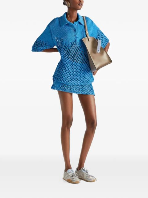 FENDI knitted polo top - Blue - zdjęcie produktu nr 2