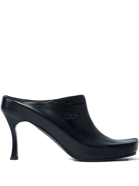 Balenciaga debossed logo heeled mules - Black - zdjęcie produktu nr 1