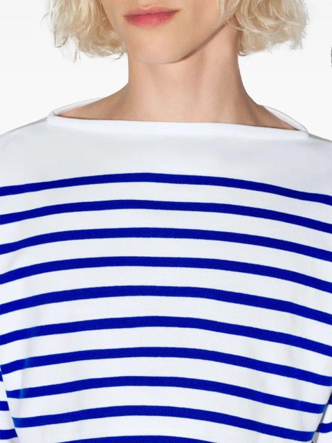 Jean Paul Gaultier long-sleeve stripe-pattern crop top - White
