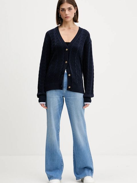 Tommy Jeans kardigan bawełniany damski kolor granatowy lekki DW0DW21681 - zdjęcie produktu nr 2