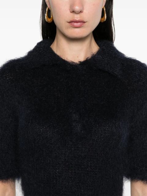 Marni brushed-effect polo top - Blue