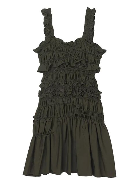 Cecilie Bahnsen smocked ruffled dress - Green - zdjęcie produktu nr 1