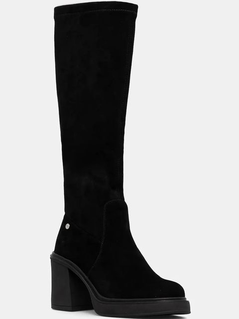 GOE kozaki damskie kolor czarny na słupku lekko ocieplone SS2N4401 BLACK - zdjęcie produktu nr 1