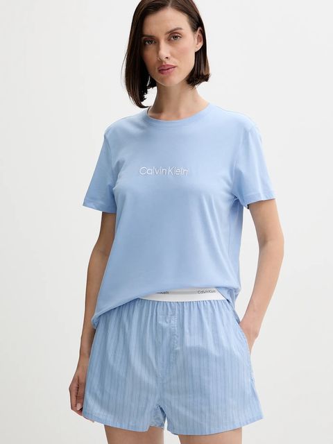 Calvin Klein Underwear piżama bawełniana damska kolor niebieski bawełniana LV00QS7576 - zdjęcie produktu nr 1