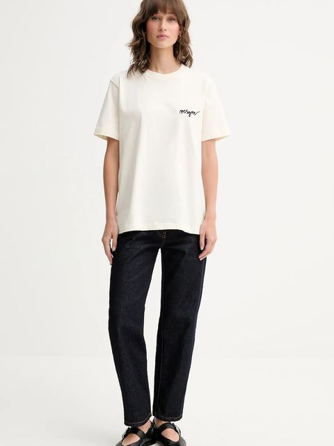 MSGM t-shirt bawełniany damski kolor beżowy 2000MDM540.200002 - zdjęcie produktu nr 2