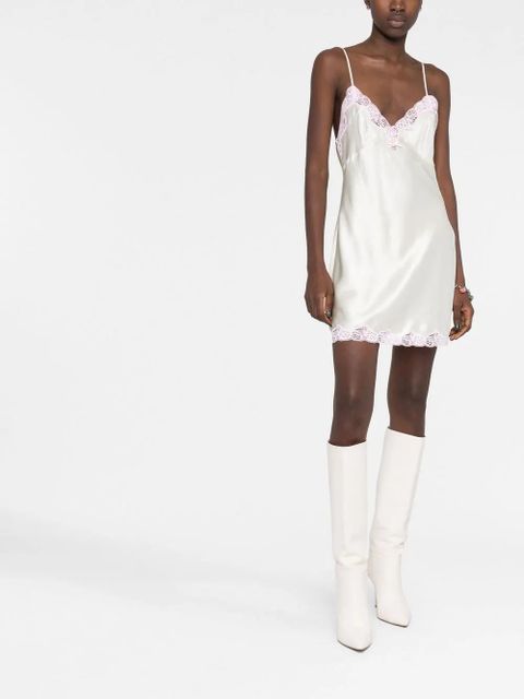 Alexander Wang lace-trim silk slip dress - Neutrals