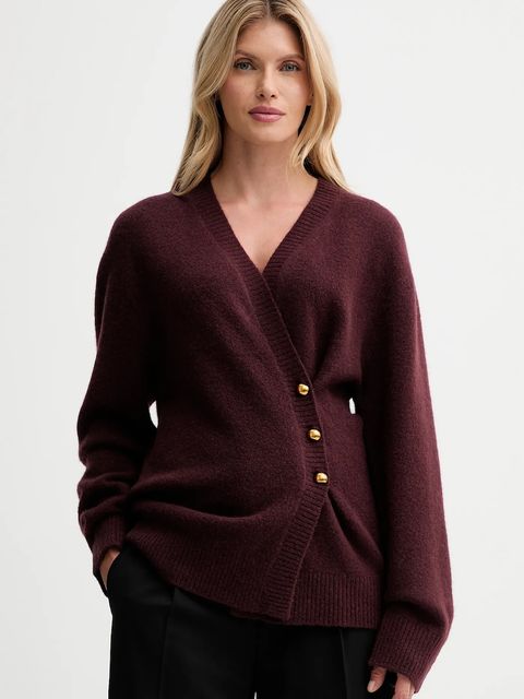 ISABELLE BLANCHE kardigan z dodatkiem wełny damski kolor bordowy IS25FW-M152-F007 - zdjęcie produktu nr 1