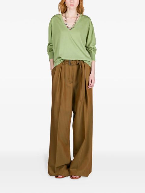 DRIES VAN NOTEN V-neck merino-wool sweater - Green - zdjęcie produktu nr 2