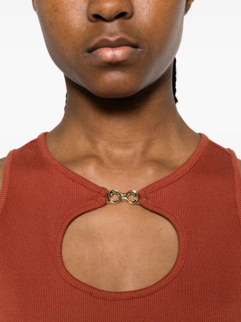 TWINSET keyhole ribbed top - Brown