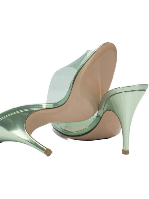 Gianvito Rossi transparent-strap metallic-finish sandals - White