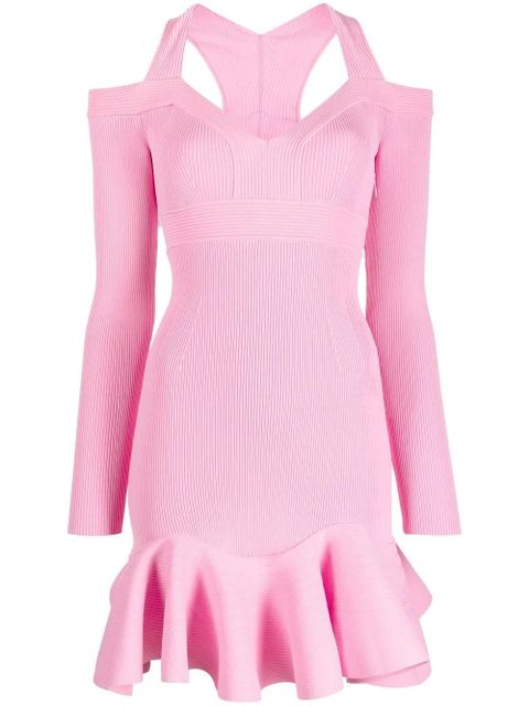 Alexander McQueen V-neck knitted mini dress - Pink - zdjęcie produktu nr 1
