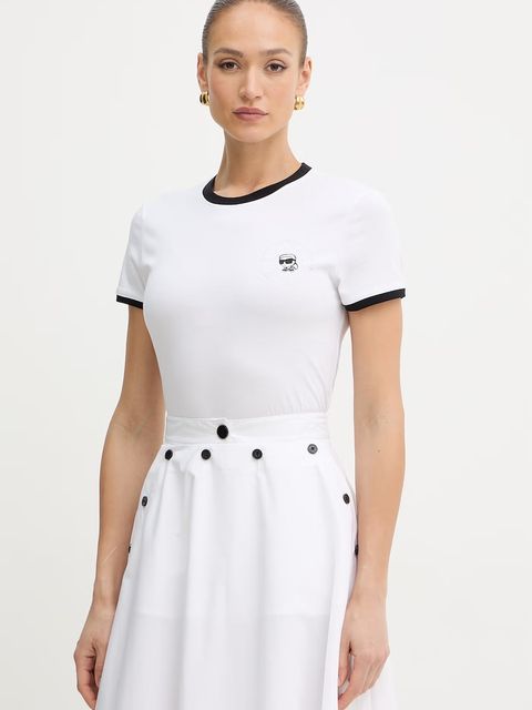 Karl Lagerfeld t-shirt damski bawełniany IKON - zdjęcie produktu nr 2