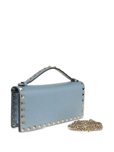 Valentino Garavani Rockstud leather clutch bag - Blue