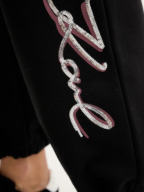 Karl Lagerfeld spodnie dresowe bawełniane damskie kolor szary z aplikacją A4W10141