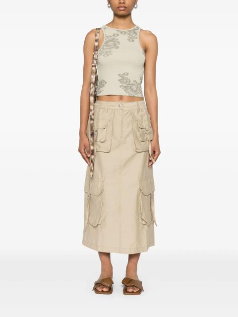 Acne Studios embroidered-logo cargo skirt - Neutrals
