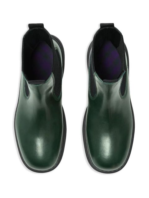 Burberry round-toe leather boots - Green
