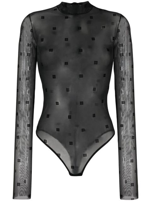 Givenchy logo-print mesh bodysuit - Black - zdjęcie produktu nr 1