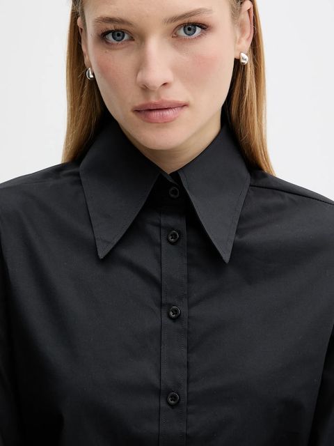 Silvian Heach koszula bawełniana MASKA damska kolor czarny regular z kołnierzykiem klasycznym GPA25512CA