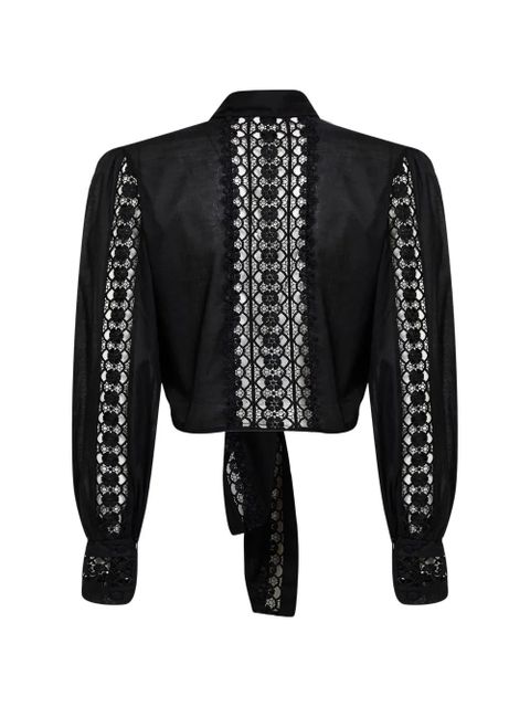 Charo Ruiz Ibiza Ibiza lace-detail cropped shirt - Black - zdjęcie produktu nr 2