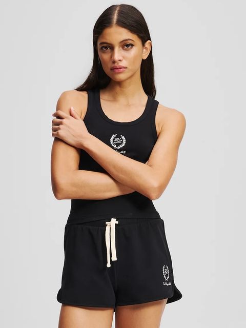 Karl Lagerfeld szorty HOTEL KARL damskie kolor czarny z aplikacją medium waist A3W44007 - zdjęcie produktu nr 1