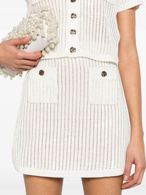 Self-Portrait sequined crochet mini skirt - White