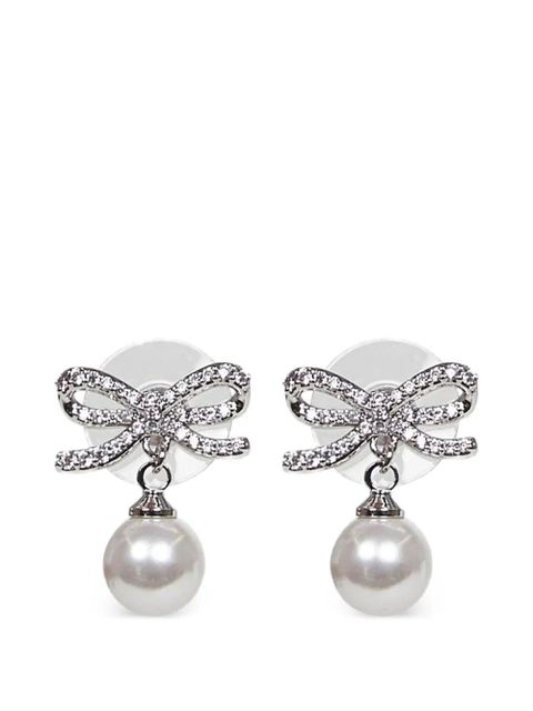 Self-Portrait bow crystal earrings - Silver - zdjęcie produktu nr 1