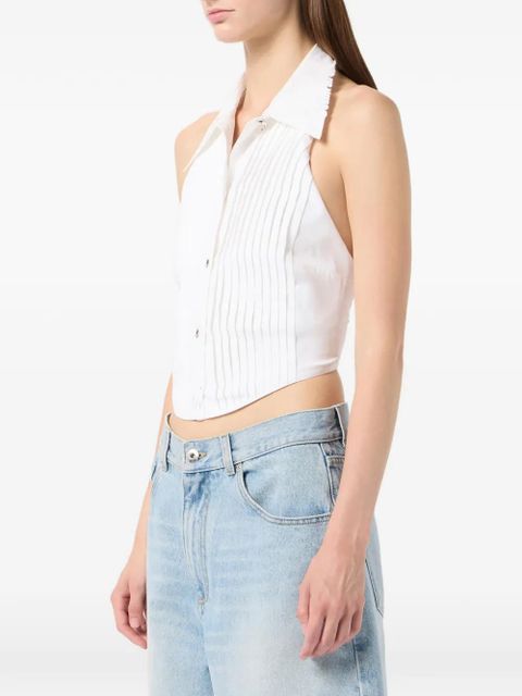 Blumarine collared pleated top - White