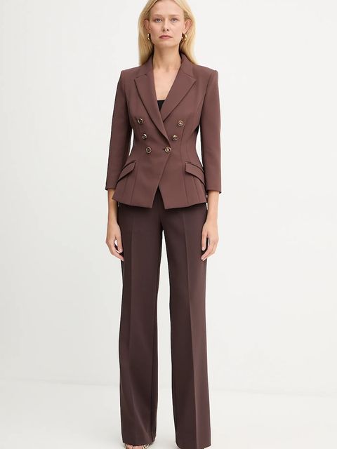 Elisabetta Franchi marynarka kolor brązowy dwurzędowa gładka GI17456E2