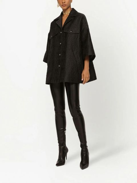 Dolce & Gabbana floral-jacquard short cape - Black