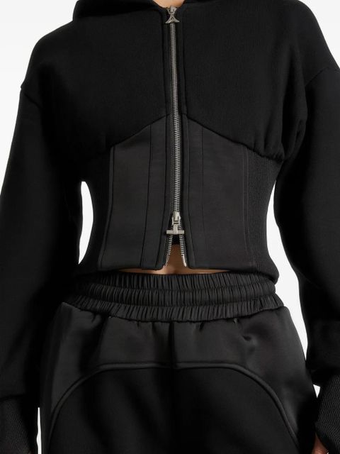 Manière De Voir Brune corset-detail zip hoodie - Black