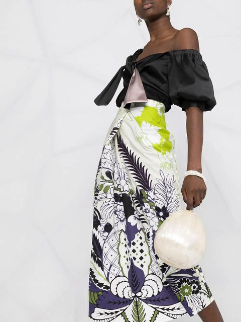 Valentino Garavani World Arazzo print midi skirt - White