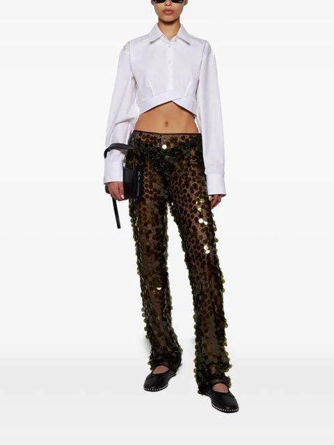 Coperni sequinned flared trousers - Green
