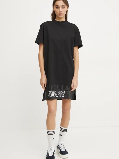 Karl Lagerfeld Jeans sukienka bawełniana kolor czarny mini prosta A1W13015 - zdjęcie produktu nr 2