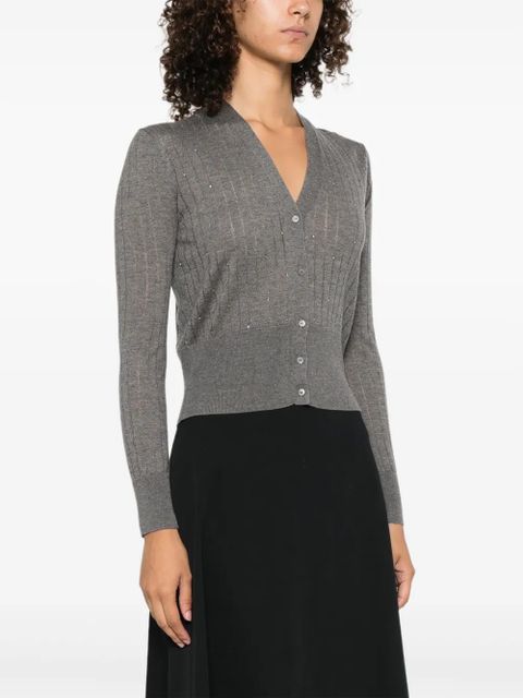Max Mara ribbed embellished cardigan - Grey