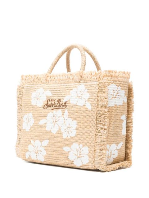 MC2 Saint Barth hibiscus-print fringed tote bag - Neutrals