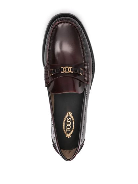 Tod's moc-stitching leather loafers - Red