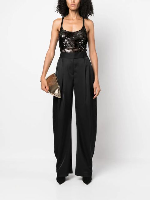 The Attico tailored wide-leg satin trousers - Black - zdjęcie produktu nr 2