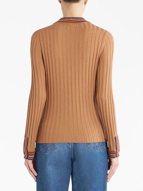 ETRO ribbed-knit V-neck cardigan - Brown