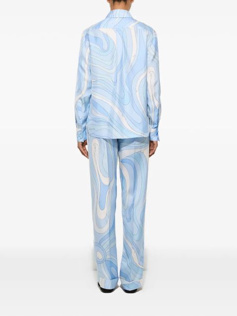 PUCCI Marmo-print silk pants - Blue