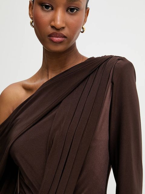 Answear.LAB sukienka kolor brązowy maxi dopasowana