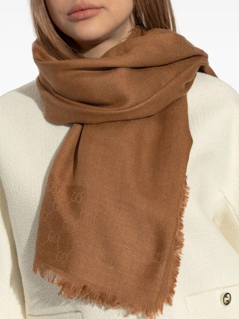 Gucci frayed edge scarf - Brown